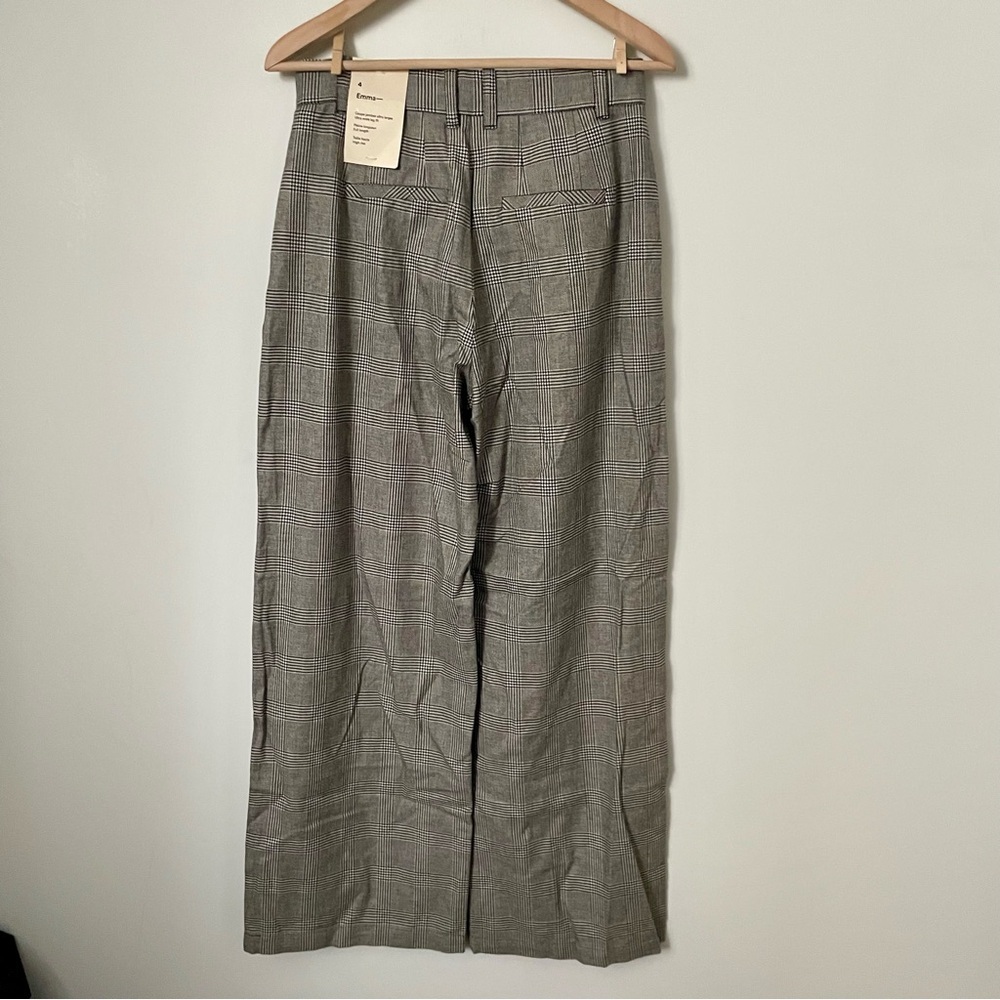 Frank and Oak Emma Ultra Wide-Leg Pants Grey Plaid Size 4 Cotton/Linen Blend - Picture 6 of 13